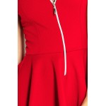 Rochie rosie tip clos cu fermoar si buzunare Rochie rosie tip clos cu fermoar si buzunare
